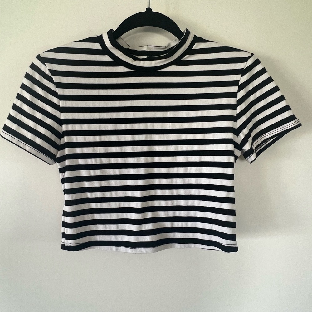 Black and White Striped Women's Top